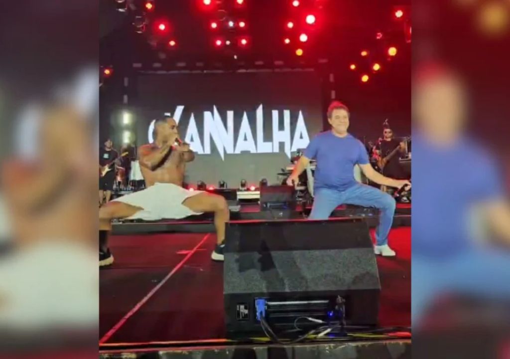 Prefeito Evandro Leitão faz a “batedeira” no show de O Kannalha durante o pré-Carnaval na Praia de Iracema