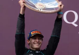 George Russell comemora vitória no GP da Austrália de Fórmula 1 2026 em Melbourne