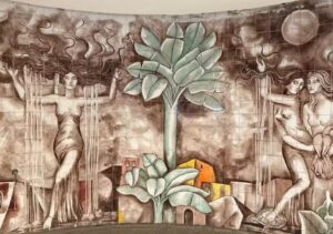 Pintura antiga descoberta em parede de restaurante em Fortaleza