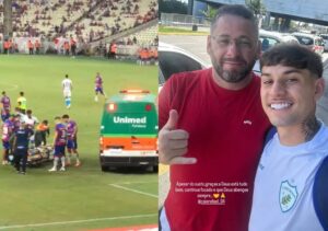 Caio Rafael recebe atendimento após choque de cabeça em Fortaleza x Londrina