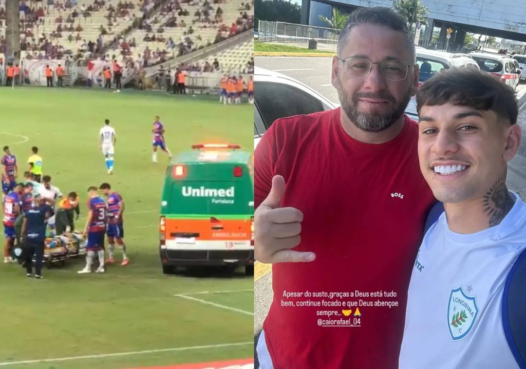 Caio Rafael recebe atendimento após choque de cabeça em Fortaleza x Londrina
