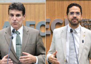 Deputados Agenor Neto e Davi de Raimundão anunciam licença da Alece durante rodízio do MDB que permitirá a posse temporária dos suplentes Audic Mota e Felipe Aguiar.