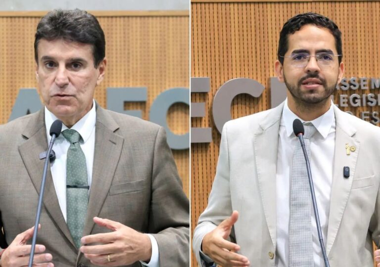 Deputados Agenor Neto e Davi de Raimundão anunciam licença da Alece durante rodízio do MDB que permitirá a posse temporária dos suplentes Audic Mota e Felipe Aguiar.
