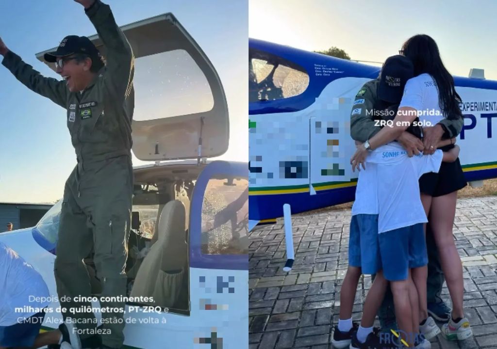 Alexandre Frota retorna a Fortaleza após dar volta ao mundo em avião monomotor
